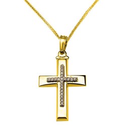 Χρυσός βαπτιστικός σταυρός Κ14 με αλυσίδα